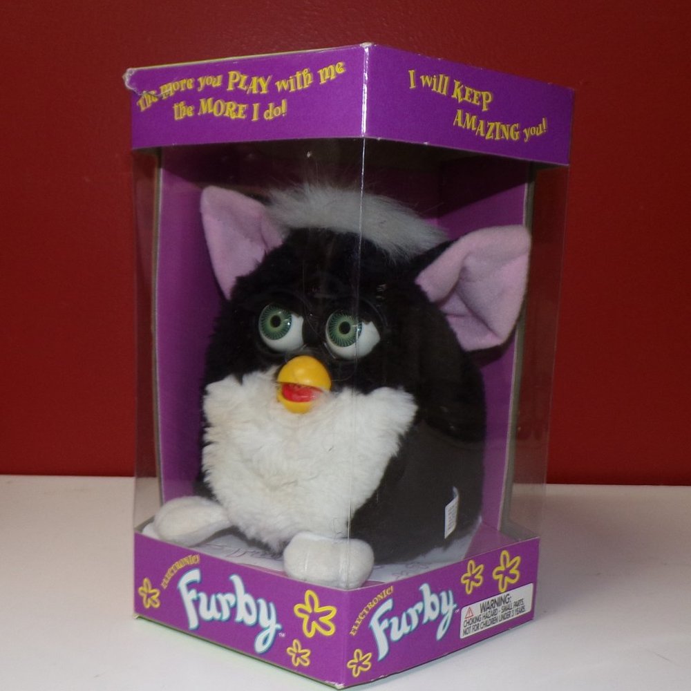 1998 Tiger Electronics Furby Model 70-800 Black And White w/ Green Eyes